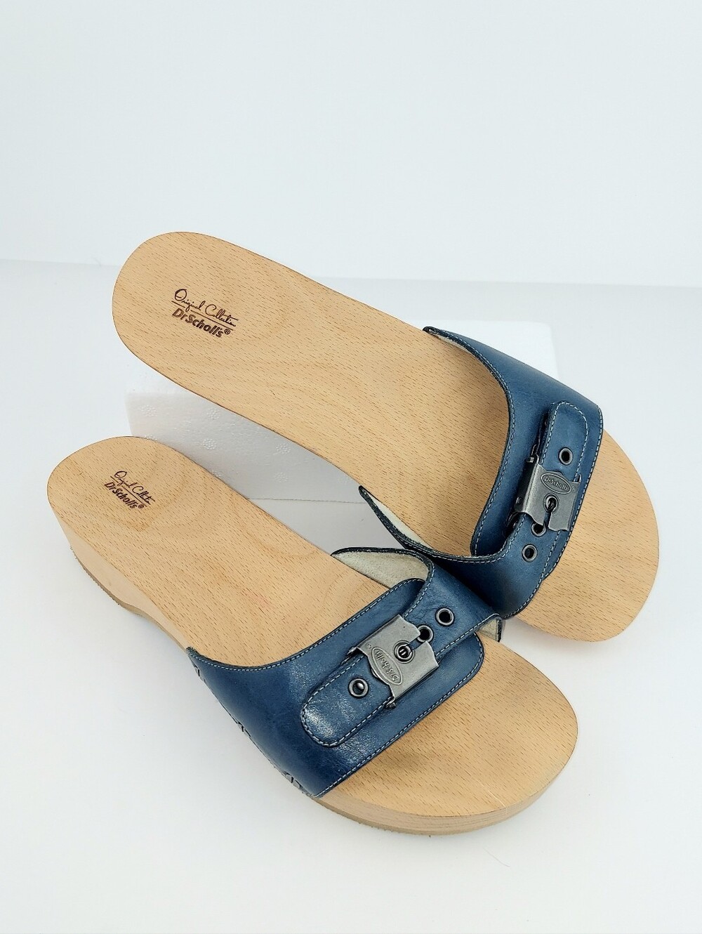 Dr. Scholl's Originals Blue Leather Clog Sandals 9 - Picture 12 of 12